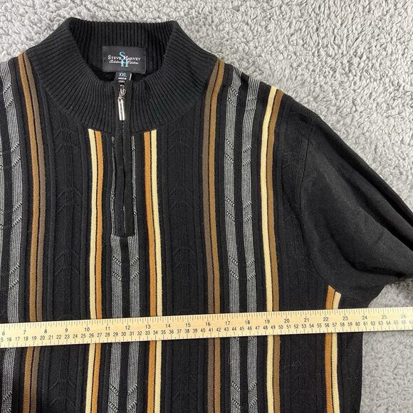 STEVE HARVEY CELEBRITY EDITION 1/4 ZIP RAYON BLEND SWEATER 2XL DEEP STRIPE MOCK - Picture 9 of 13